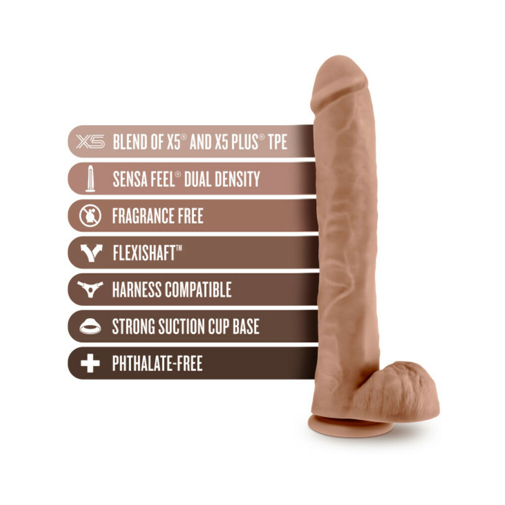 Au Naturel Daddy 14 inches Posable Dual Density Dildo with Balls Tan