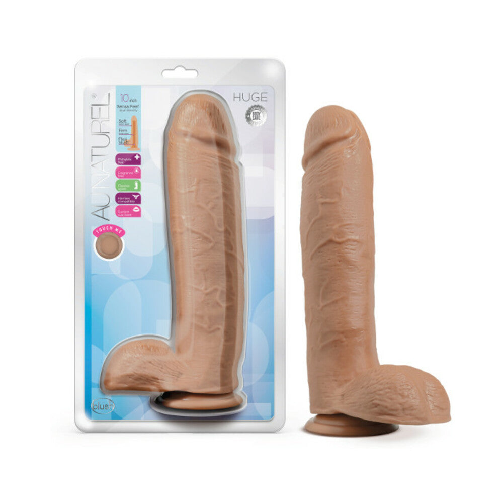 Au Naturel Huge 10 inches Posable Dual Density Dildo with Balls Tan