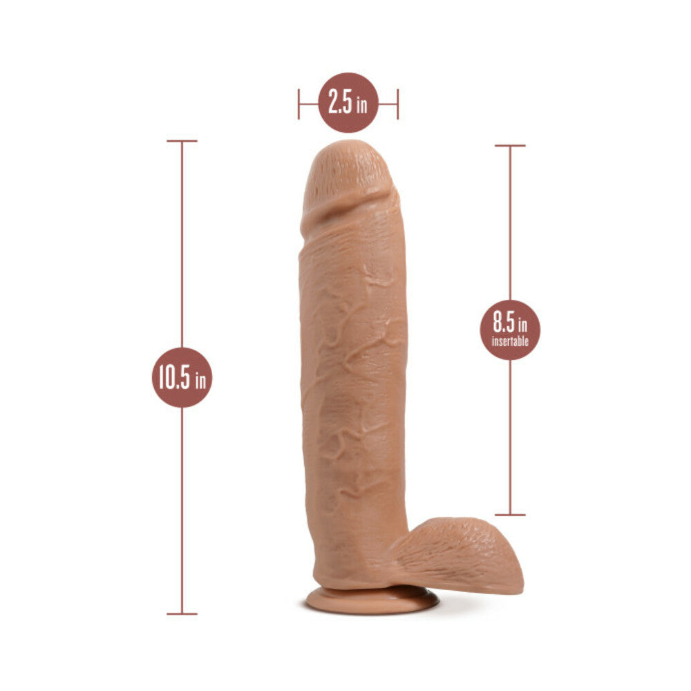 Au Naturel Huge 10 inches Posable Dual Density Dildo with Balls Tan