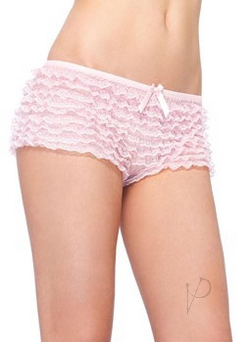 Leg Avenue Micromesh Lace Ruffle Tanga Short One Size Pink