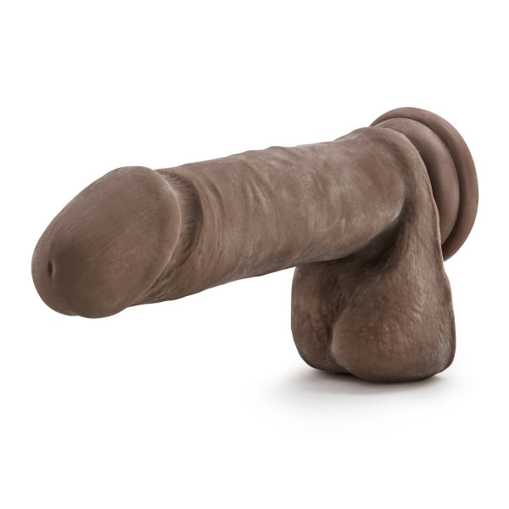 Dr. Skin Plus Thick 9 inches Triple Density Posable Dildo with Balls Brown