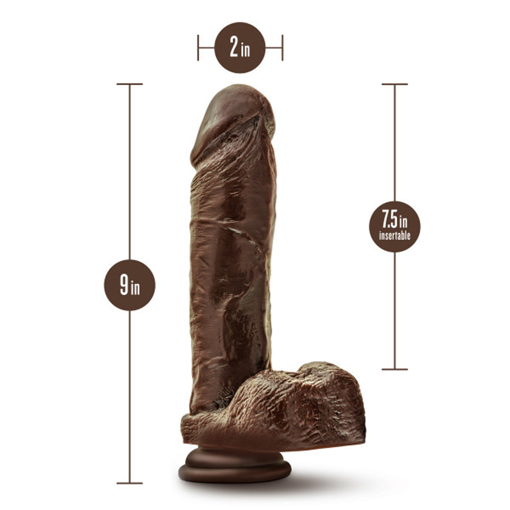 Dr. Skin Plus Thick 9 inches Triple Density Posable Dildo with Balls Brown