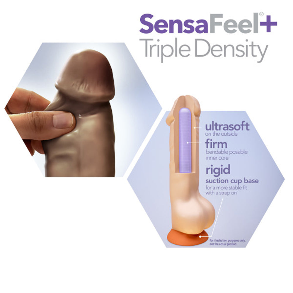 Dr. Skin Plus Thick 9 inches Triple Density Posable Dildo with Balls Brown