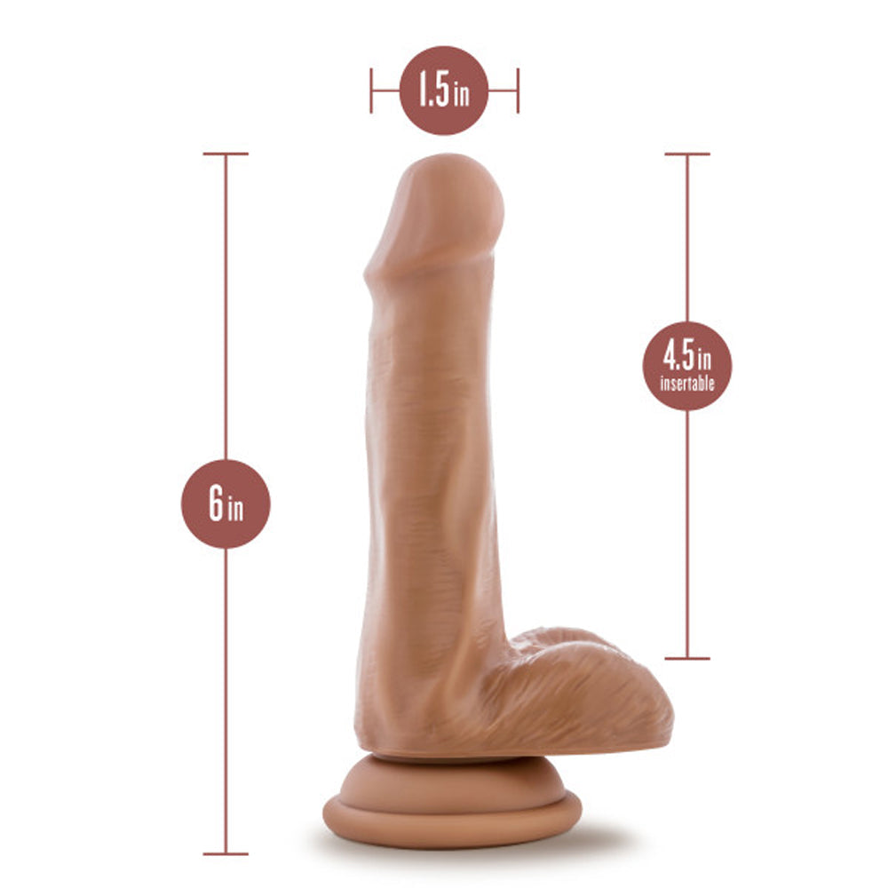 Dr. Skin Plus Realistic 6 inches Triple Density Posable Dildo with Balls Tan