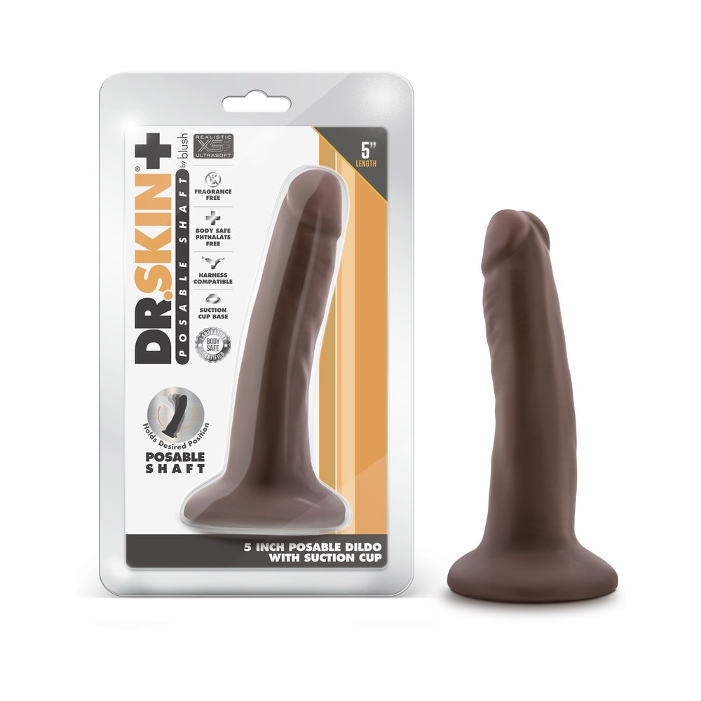 Dr. Skin Plus Realistic 5 inches Triple Density Posable Dildo Brown