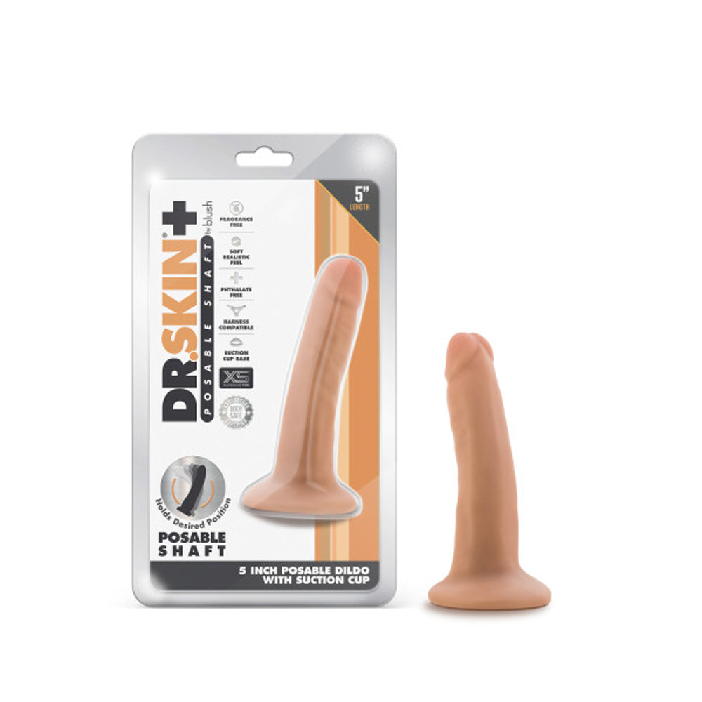 Dr. Skin Plus Realistic 5 inches Triple Density Posable Dildo Beige