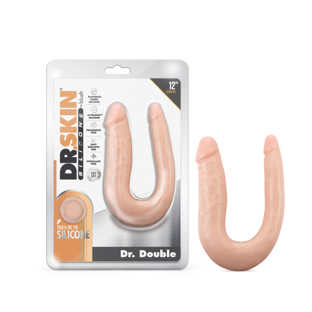 Dr. Skin Silicone Dr. Double Realistic 12 inches Dual-Ended Dildo Beige