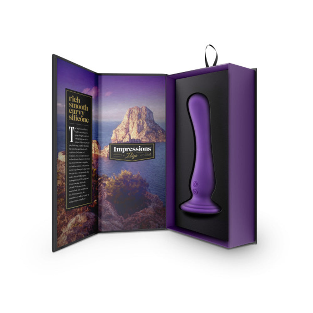 Impressions Ibiza Rechargeable Silicone 7.75 inches Vibrating Dildo with Suction Cup Plum