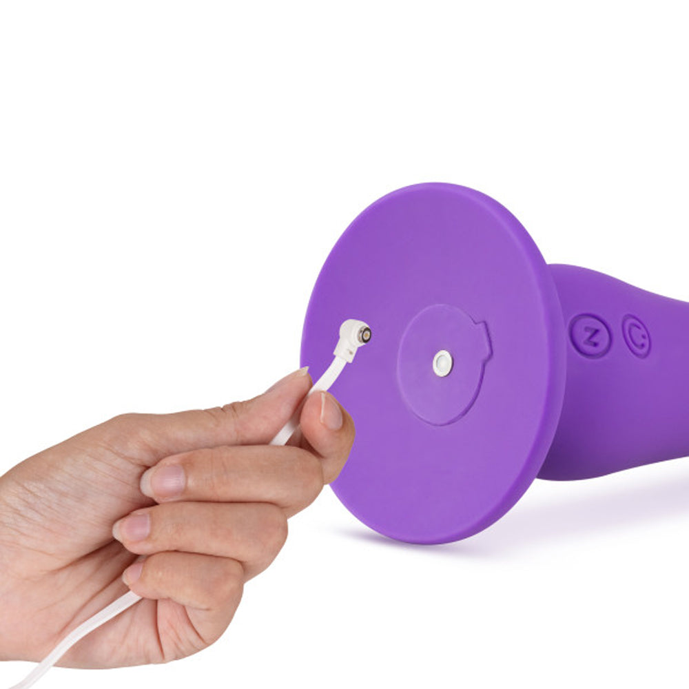 Impressions Ibiza Rechargeable Silicone 7.75 inches Vibrating Dildo with Suction Cup Plum