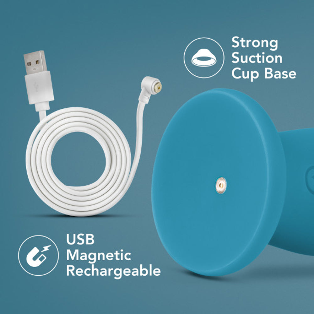 Impressions Miami Rechargeable Silicone 6.5 inches Vibrating Dildo Teal