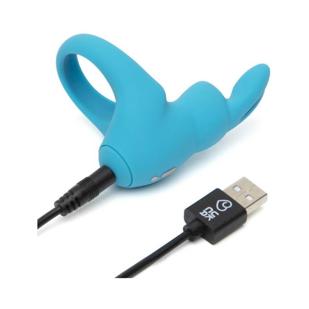Happy Rabbit Rechargeable Silicone Cockring With Ears Blue