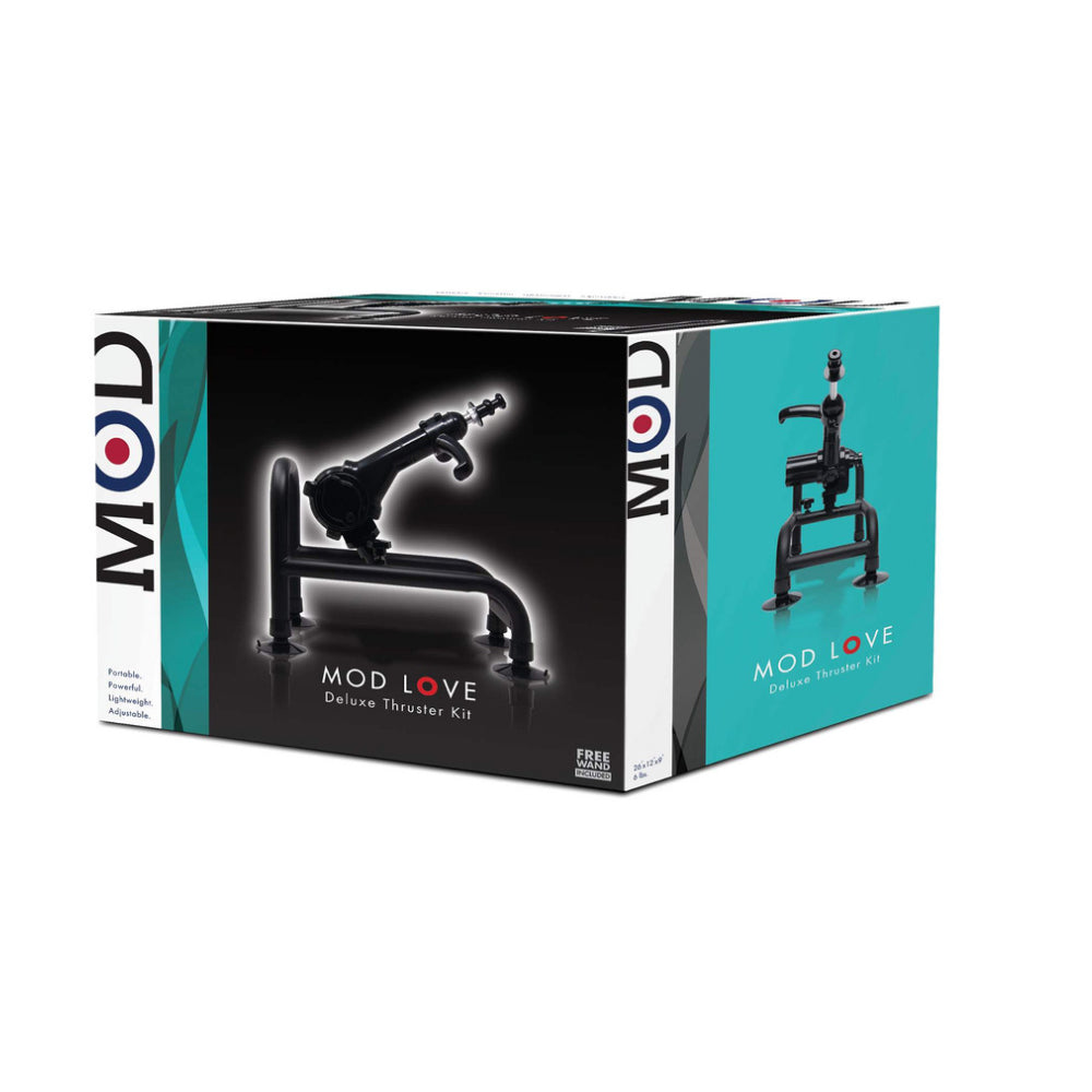 Mod Love Deluxe Thruster Kit Sex Machine packaging showcasing its design and features for enhanced performance.