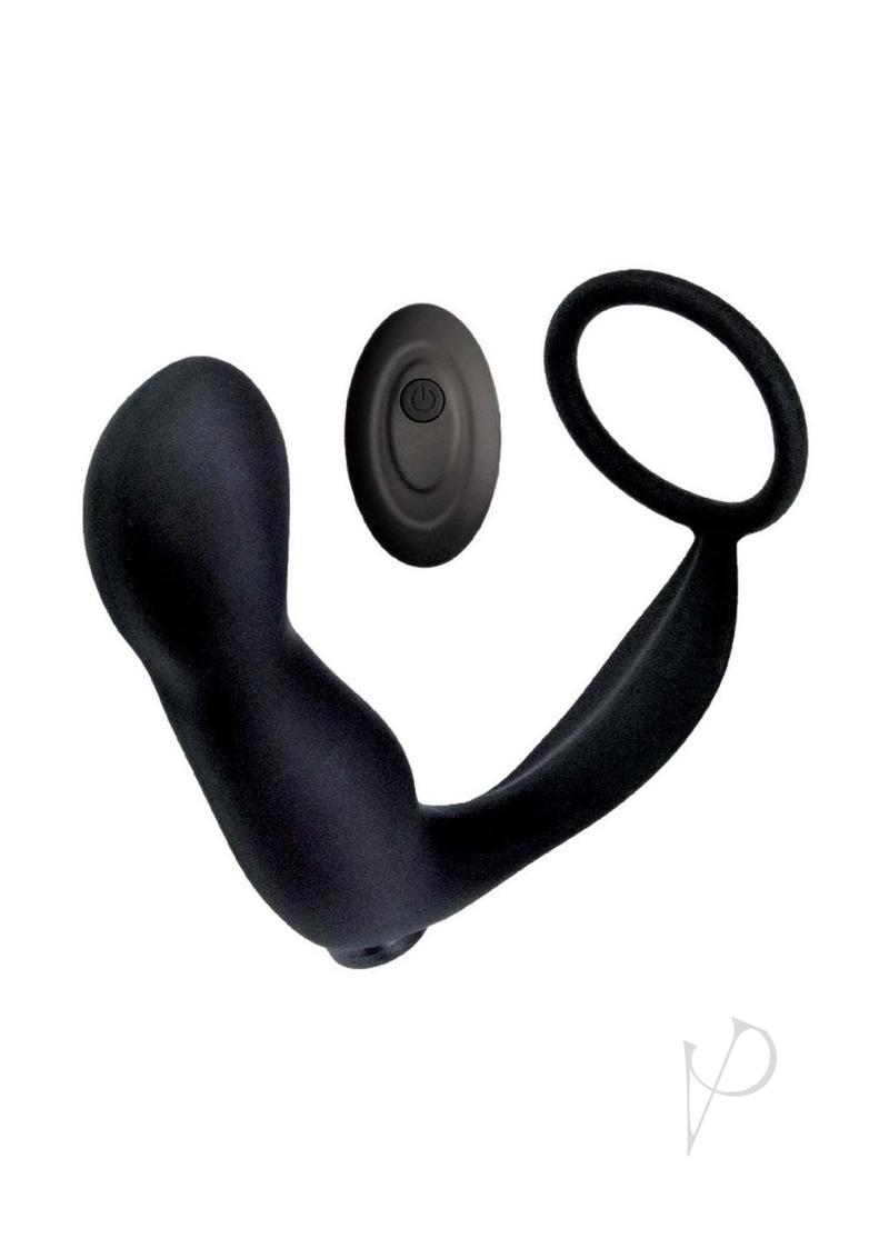 Ass-Sation Silicone Prostate Stimulator Cock Ring Black for double stimulation, made of body-safe silicone.