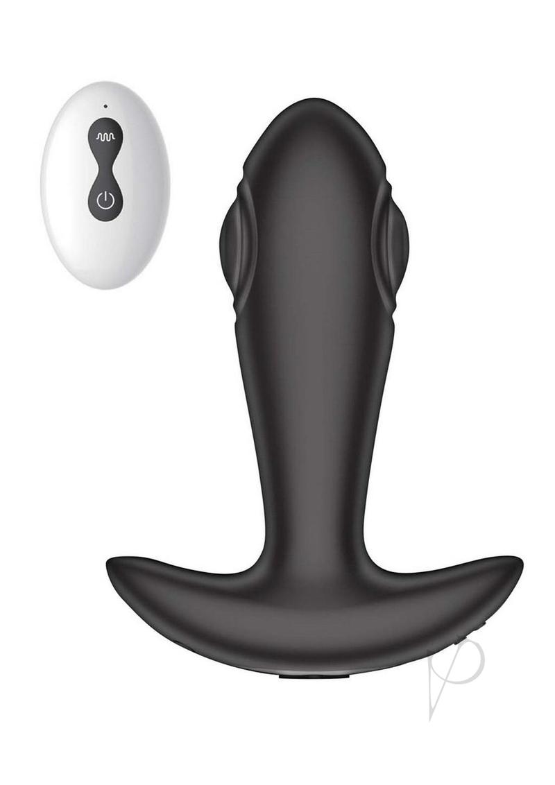 Atomic Tapping Silicone Anal Plug Remote Control Black with remote for precise prostate stimulation.