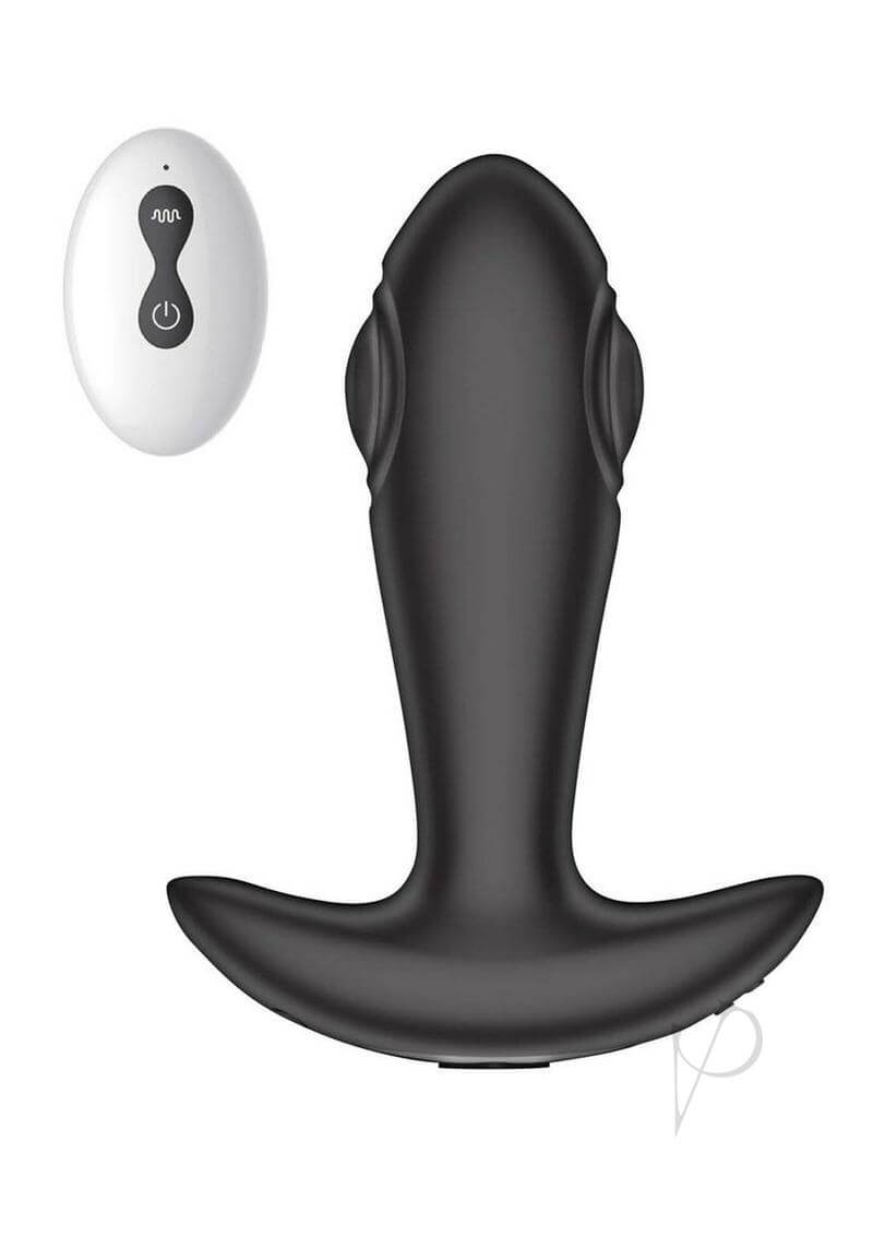 Atomic Tapping Silicone Anal Plug Remote Control Black with remote for precise prostate stimulation.