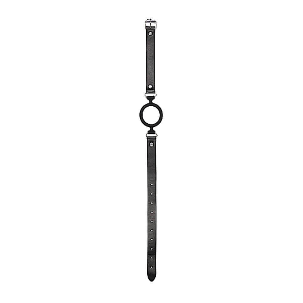 Ouch! Black & White Silicone Ring Gag With Adjustable Bonded Leather Straps Black