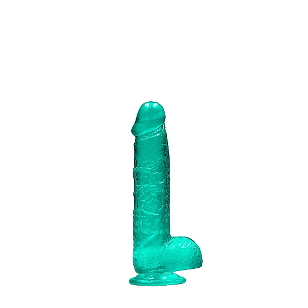 RealRock Crystal Clear Realistic 6 inches Dildo With Balls and Suction Cup Turquoise