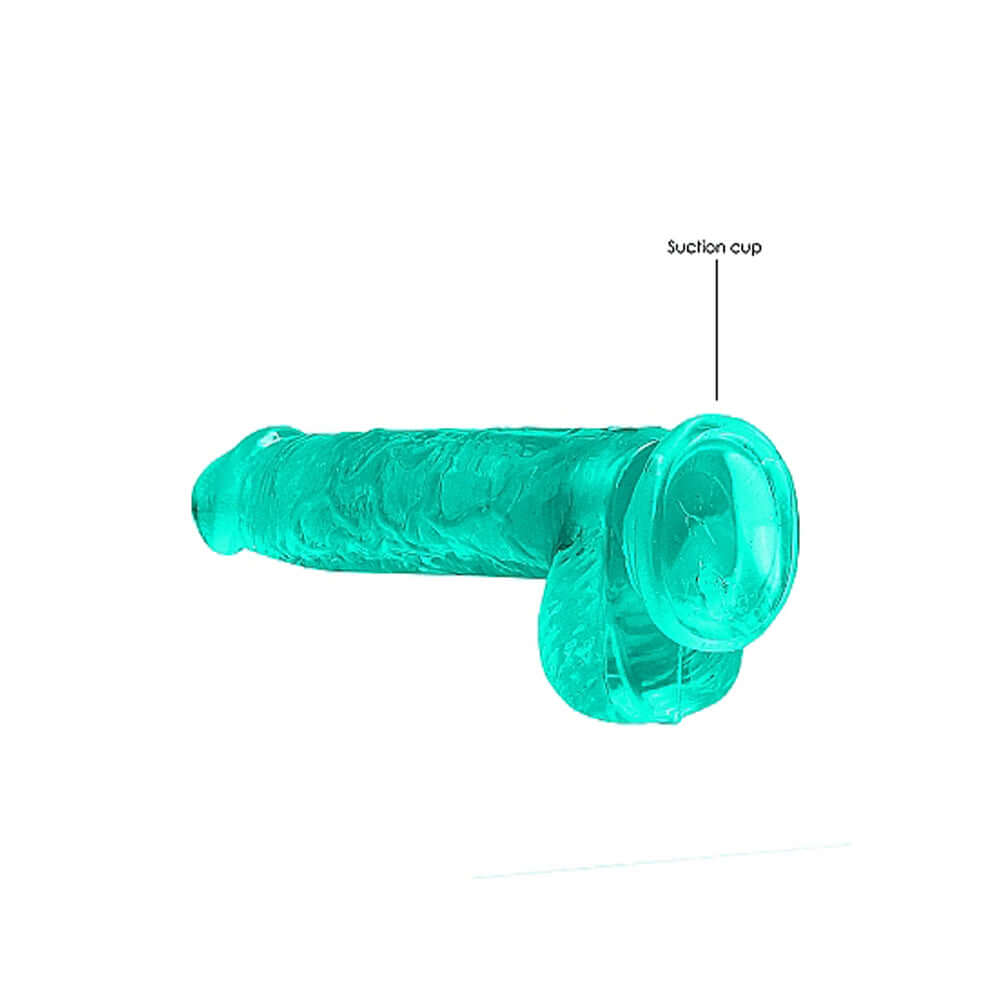 RealRock Crystal Clear Realistic 6 inches Dildo With Balls and Suction Cup Turquoise