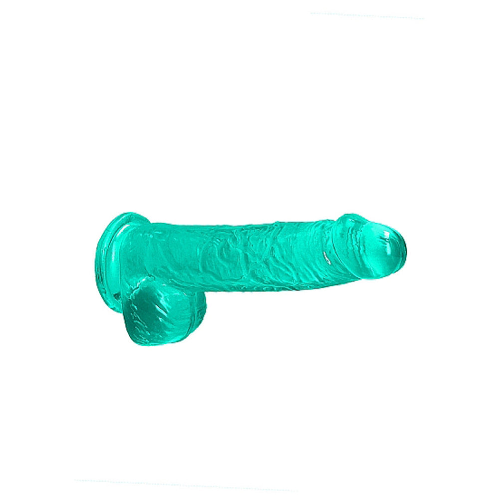 RealRock Crystal Clear Realistic 6 inches Dildo With Balls and Suction Cup Turquoise