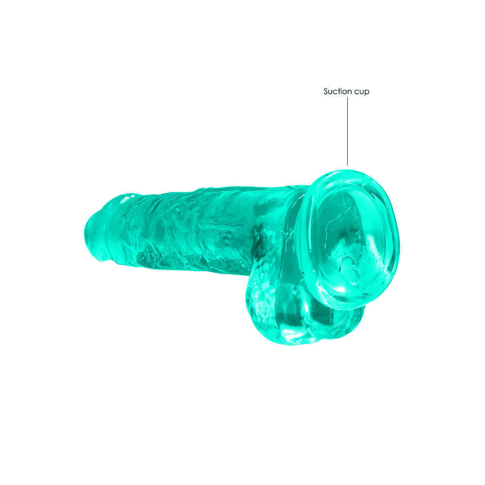 RealRock Crystal Clear Realistic 8 inch Dildo With Balls and Suction Cup Turquoise