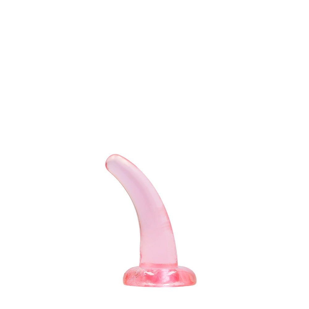 RealRock Crystal Clear Non-Realistic 5 inches Curved Dildo With Suction Cup Pink
