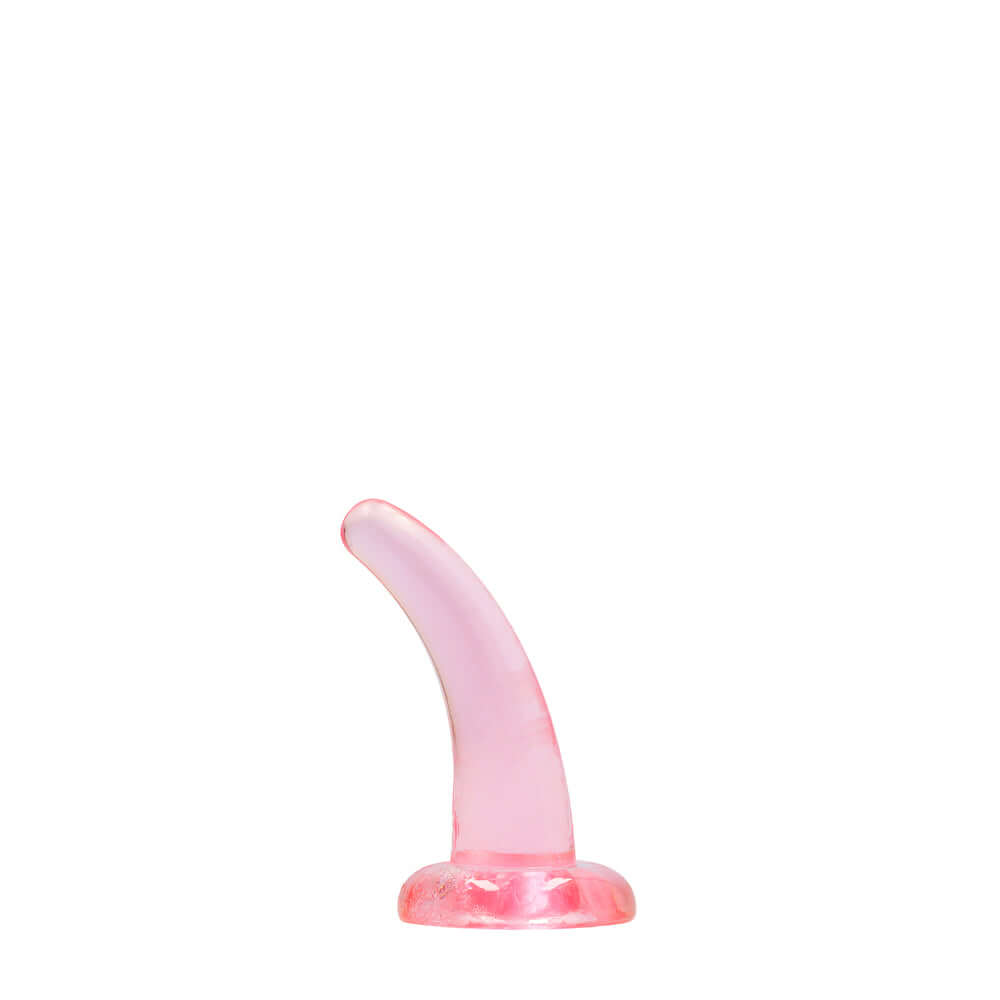 RealRock Crystal Clear Non-Realistic 5 inches Curved Dildo With Suction Cup Pink
