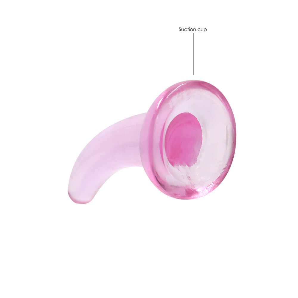 RealRock Crystal Clear Non-Realistic 5 inches Curved Dildo With Suction Cup Pink