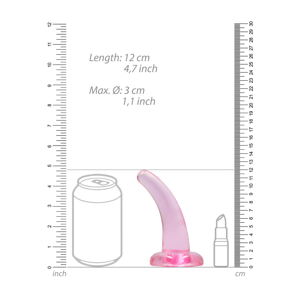 RealRock Crystal Clear Non-Realistic 5 inches Curved Dildo With Suction Cup Pink