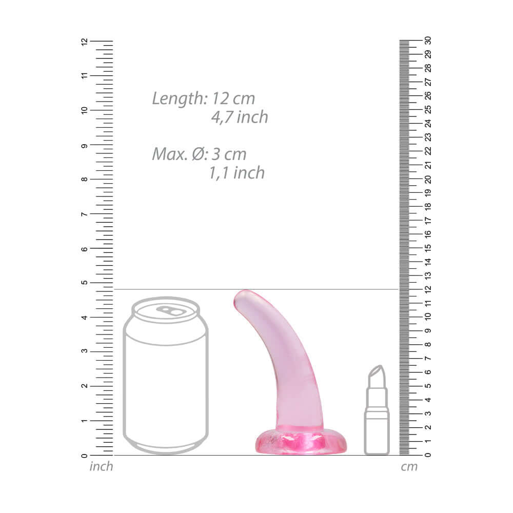 RealRock Crystal Clear Non-Realistic 5 inches Curved Dildo With Suction Cup Pink