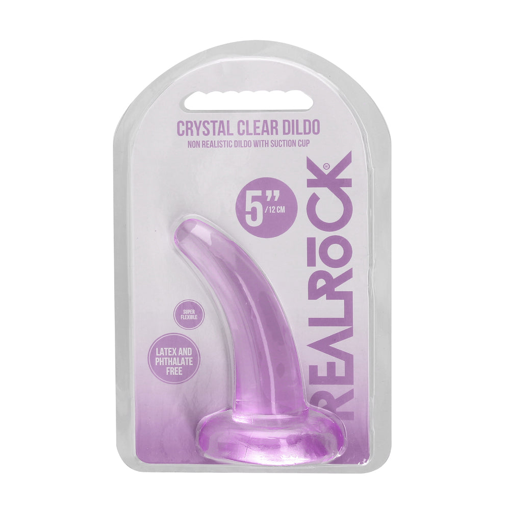 RealRock Crystal Clear Non-Realistic 5 inches Curved Dildo With Suction Cup Purple
