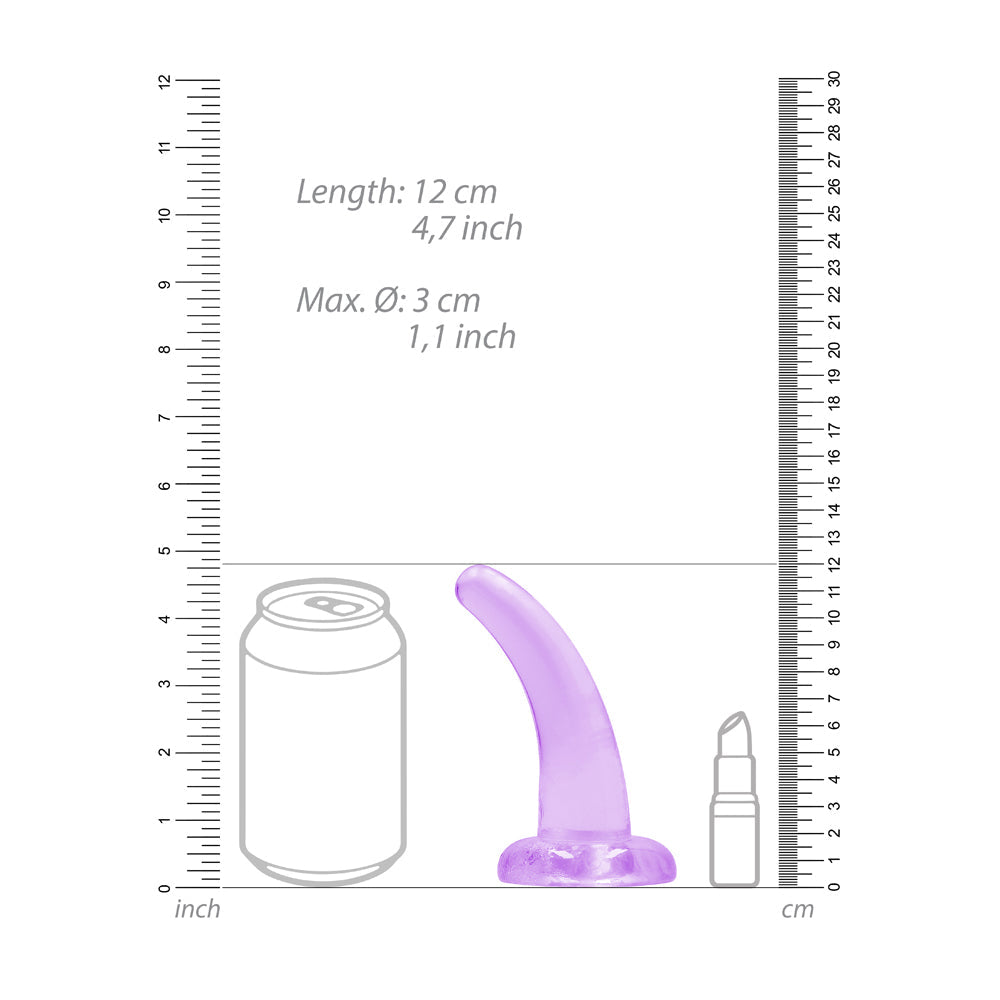 RealRock Crystal Clear Non-Realistic 5 inches Curved Dildo With Suction Cup Purple