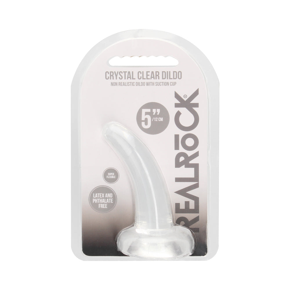 RealRock Crystal Clear Non-Realistic 5 inches Curved Dildo With Suction Cup Clear
