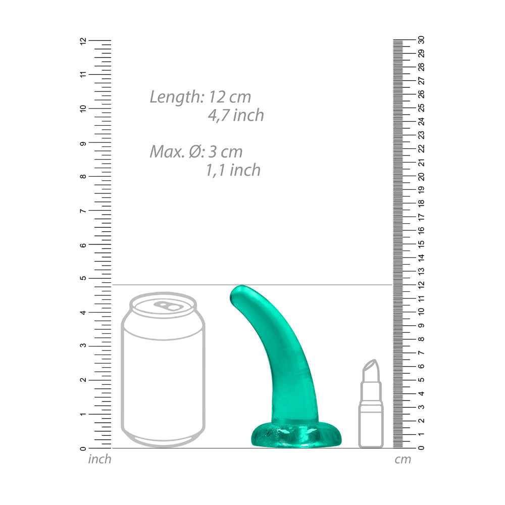 RealRock Crystal Clear Non-Realistic 5 inches Curved Dildo With Suction Cup Turquoise
