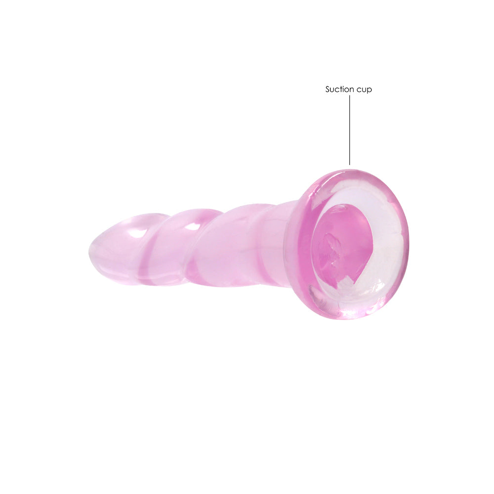 RealRock Crystal Clear Non-Realistic 7 inches Twisted Dildo With Suction Cup Pink