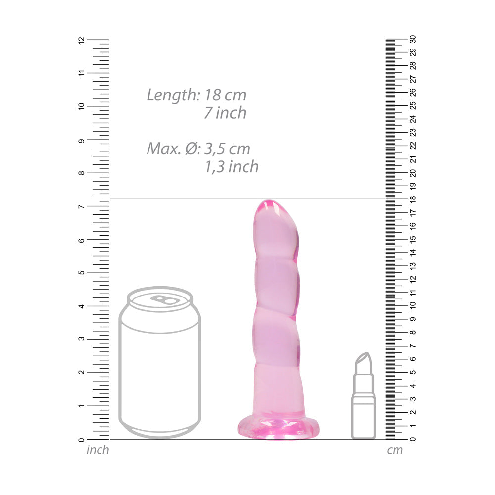 RealRock Crystal Clear Non-Realistic 7 inches Twisted Dildo With Suction Cup Pink
