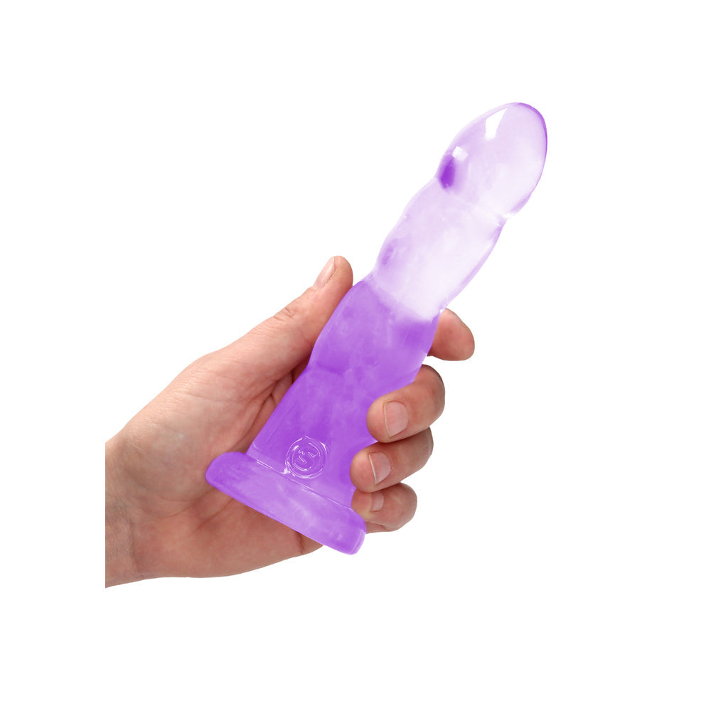RealRock Crystal Clear Non-Realistic 7 inches Twisted Dildo With Suction Cup Purple