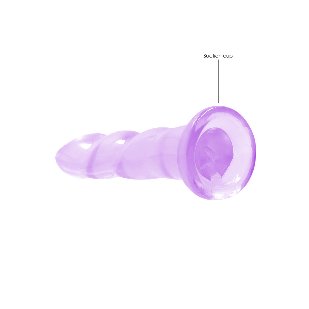 RealRock Crystal Clear Non-Realistic 7 inches Twisted Dildo With Suction Cup Purple