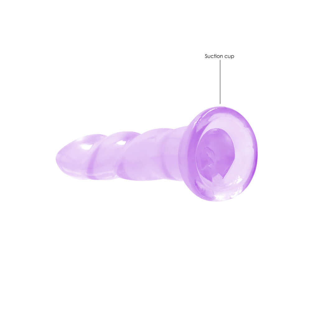 RealRock Crystal Clear Non-Realistic 7 inches Twisted Dildo With Suction Cup Purple