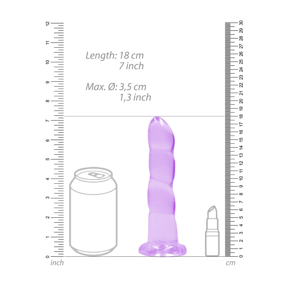 RealRock Crystal Clear Non-Realistic 7 inches Twisted Dildo With Suction Cup Purple