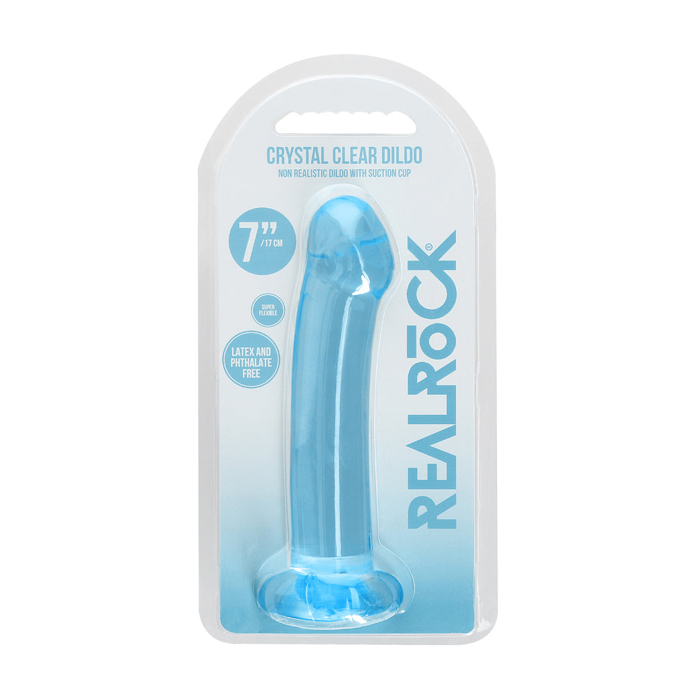 RealRock Crystal Clear Non-Realistic 7 inches Dildo With Suction Cup Blue