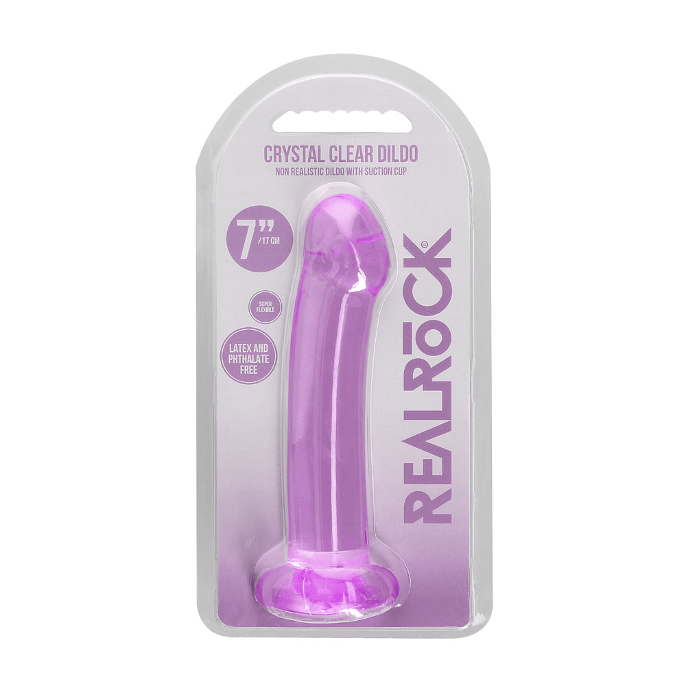 RealRock Crystal Clear Non-Realistic 7 inches Dildo With Suction Cup Purple