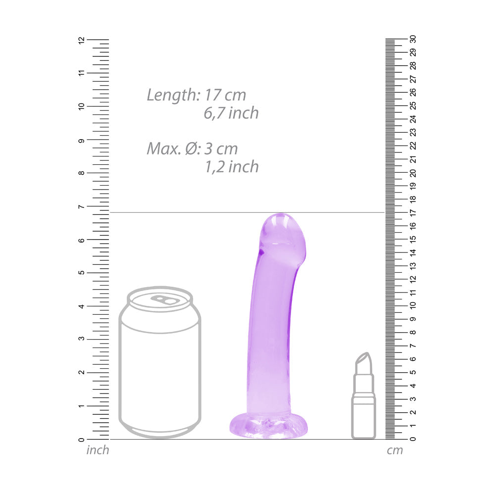 RealRock Crystal Clear Non-Realistic 7 inches Dildo With Suction Cup Purple