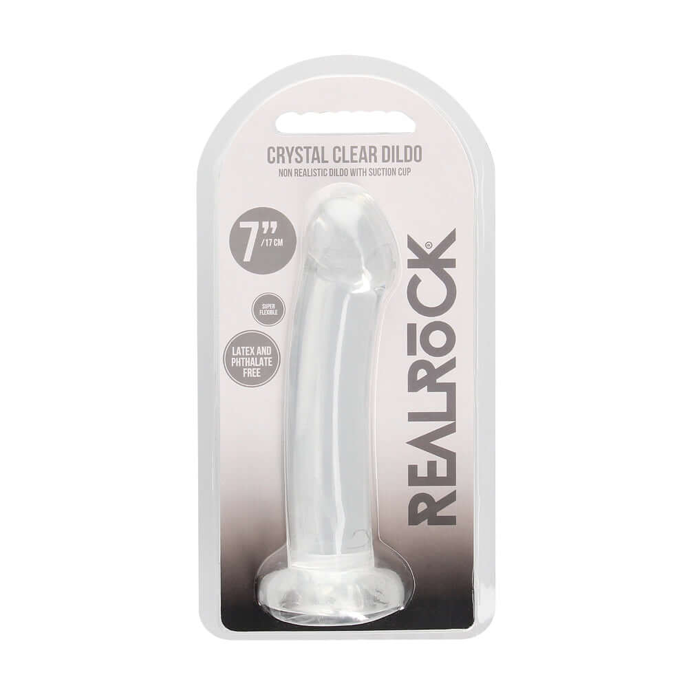 RealRock Crystal Clear Non-Realistic 7 inches Dildo With Suction Cup Clear