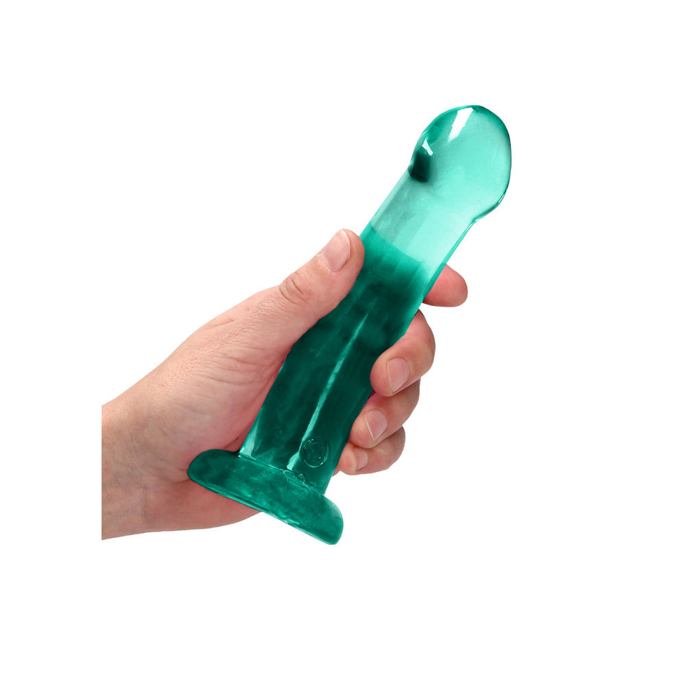 RealRock Crystal Clear Non-Realistic 7 inches Dildo With Suction Cup Turquoise