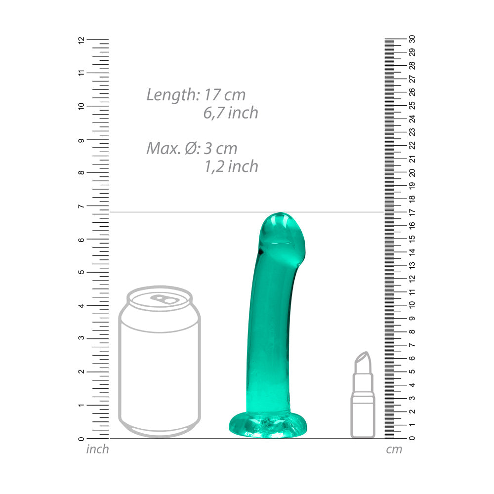 RealRock Crystal Clear Non-Realistic 7 inches Dildo With Suction Cup Turquoise