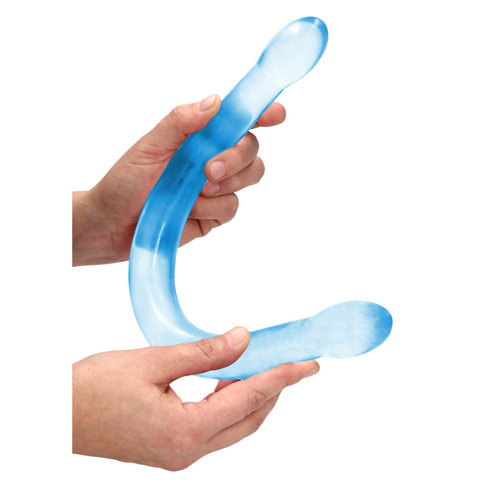 RealRock Crystal Clear Non-Realistic 17 inches Double Dildo Blue