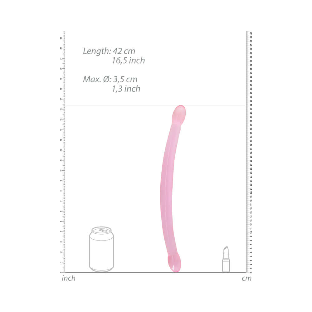 RealRock Crystal Clear Non-Realistic 17 inches Double Dildo Pink