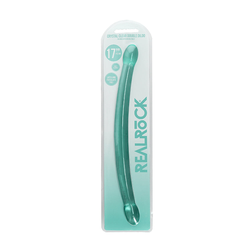 RealRock Crystal Clear Non-Realistic 17 inches Double Dildo Turquoise