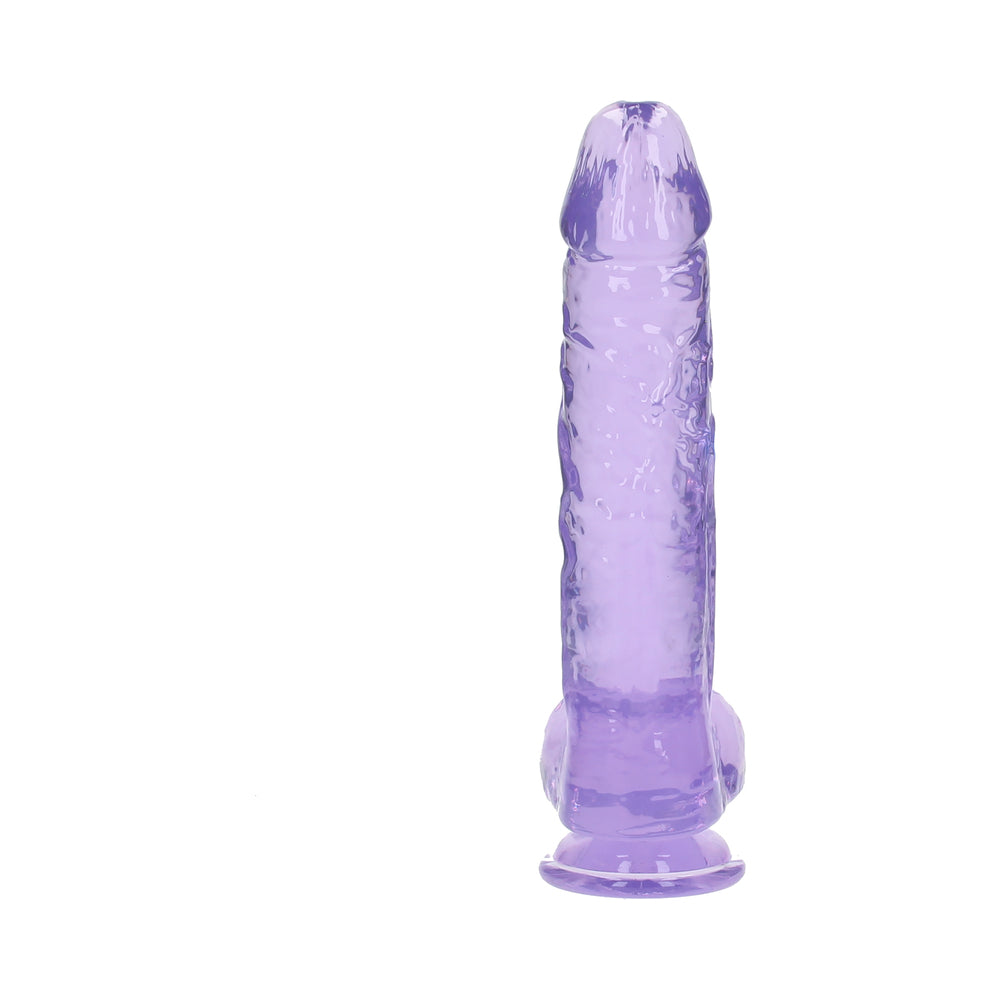 RealRock Crystal Clear Realistic 10 inches Dildo With Balls and Suction Cup Purple