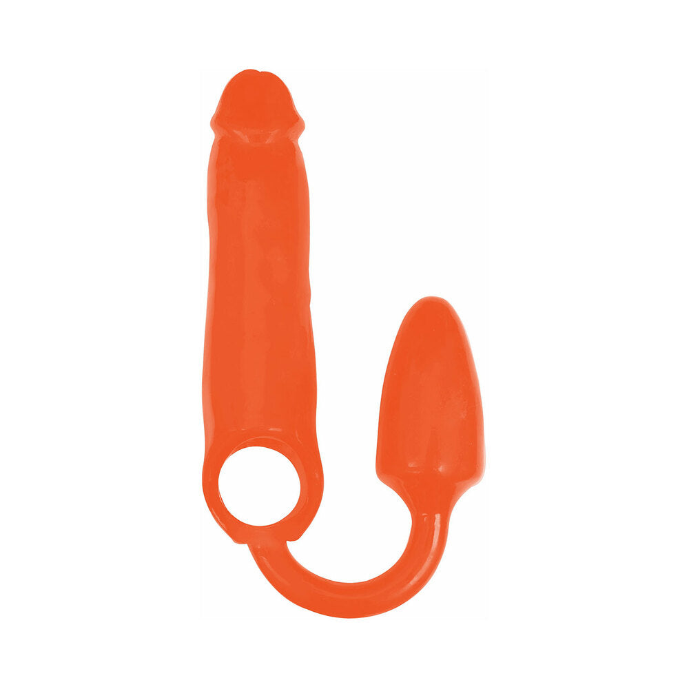 Rooster XXXPANDER Smooth Penis Extender Sheath with Cockring & Anal Plug Orange